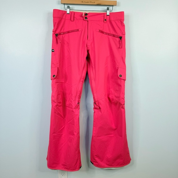 686 Women’s Insulated Cargo Snowboard Pants – Size Large – Electric Poppy Pink - Picture 1 of 9